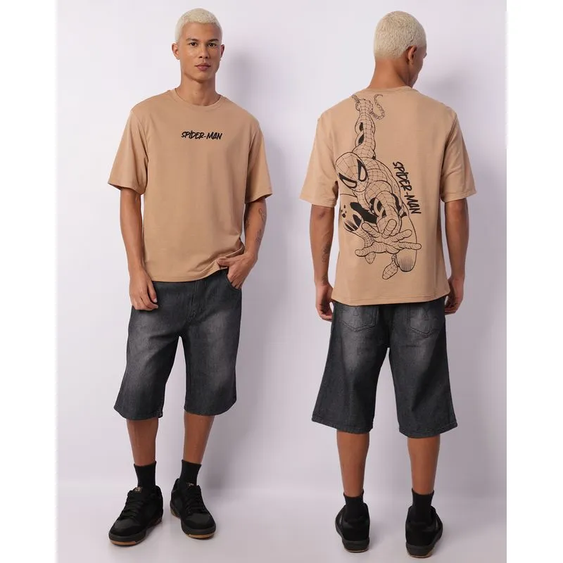 Camiseta Masculina Marvel Homem Aranha Estampa Frente E Costas Bege G