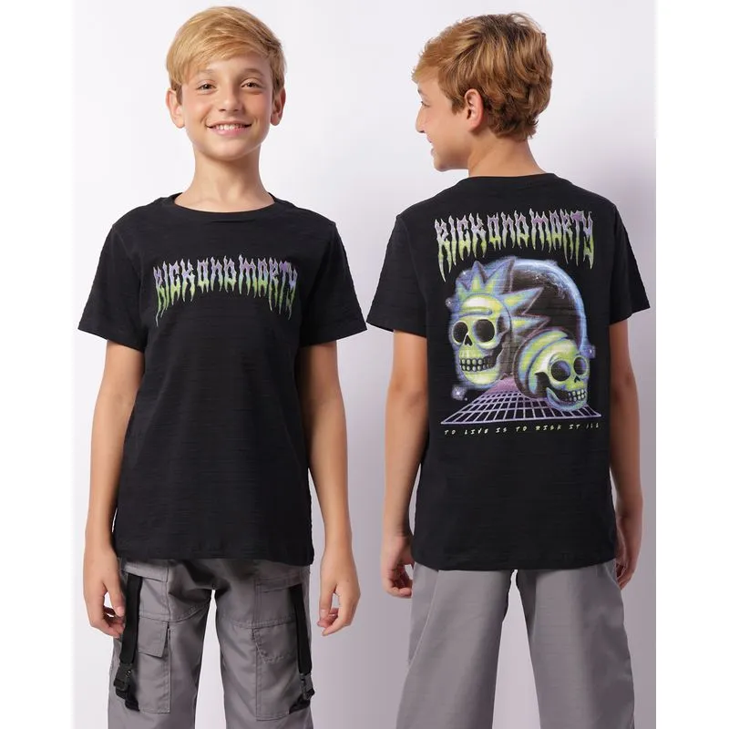 Camiseta Juvenil Warner Rick And Morty Texturizada Preta 14