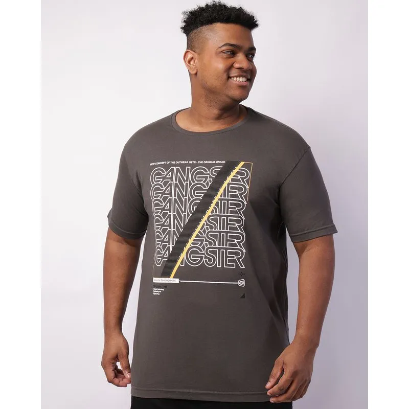 Camiseta Plus Size Masculina Gangster com Estampa Cinza G4