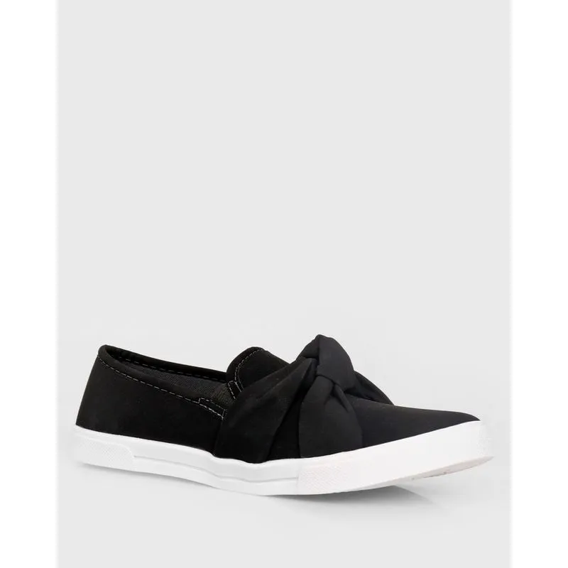 Tênis Feminino Giovanna Dias Slip On Com Nó Nobuck Preto 40