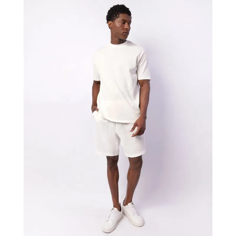 Short Masculino Reto Algodão Texturizado Branco P