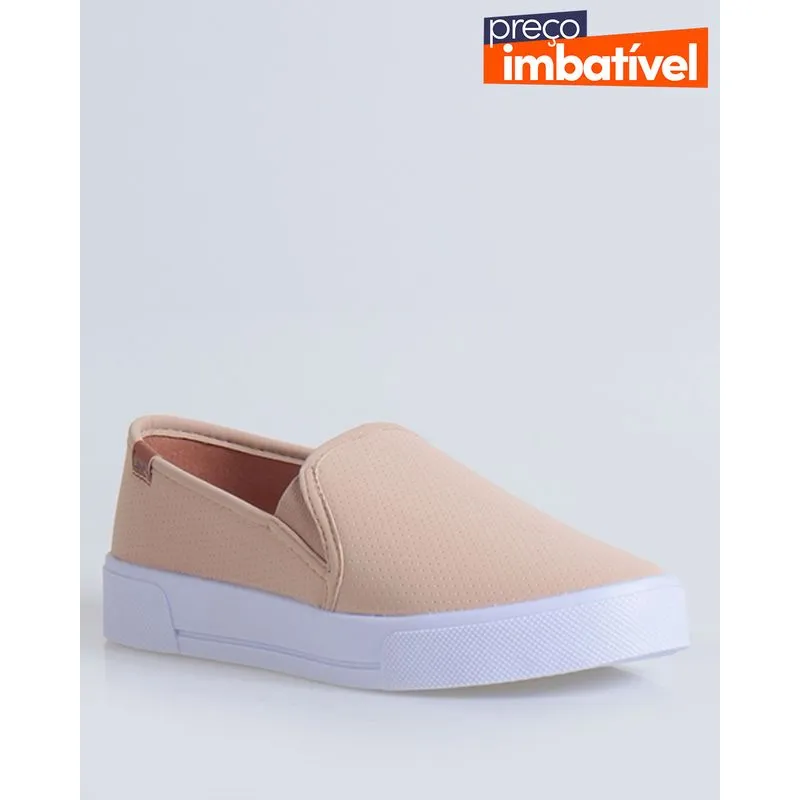 Tênis Feminino Casual Slip On Bege 35