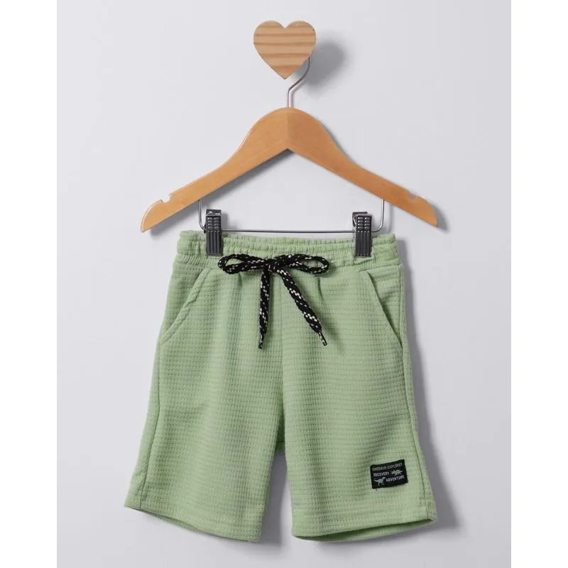 Bermuda Bebê Reta Com Bolsos Texturizada Verde 2