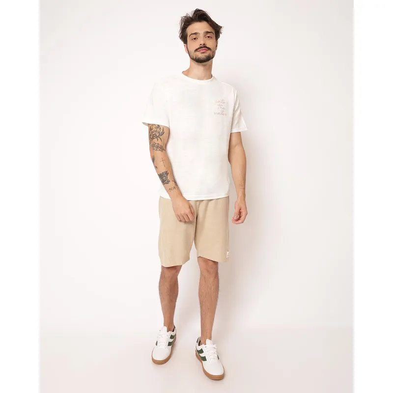Bermuda Masculina Moletom com Bolsos com Cordão Bege PP