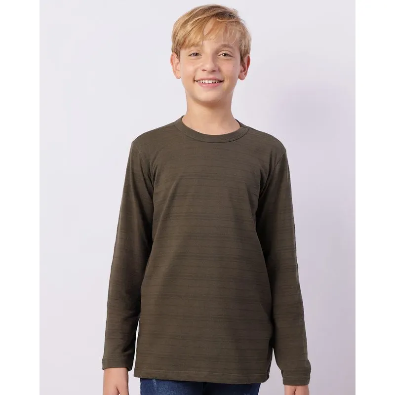 Camiseta Juvenil Manga Longa Texturizada Verde 12