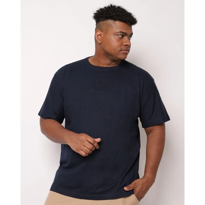 Camiseta Plus Size Masculina Algodão Fatal Manga Curta Marinho G2