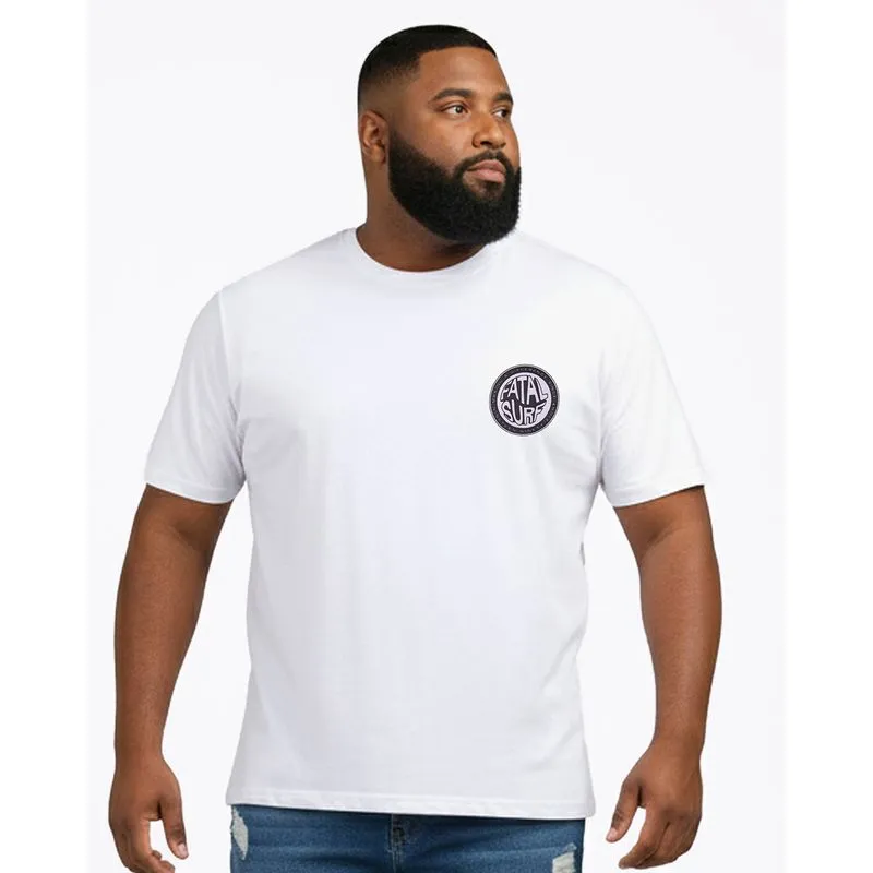 Camiseta Plus Size Masculina Algodão Fatal Manga Curta Branca G3