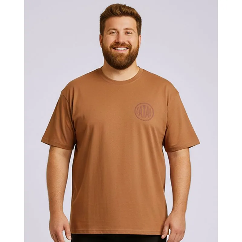 Camiseta Plus Size Masculina Algodão Fatal Manga Curta Marrom G2