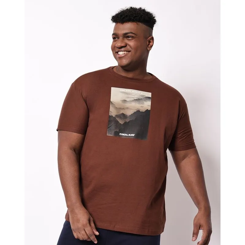 Camiseta Plus Size Masculina Algodão Fatal Marrom G3