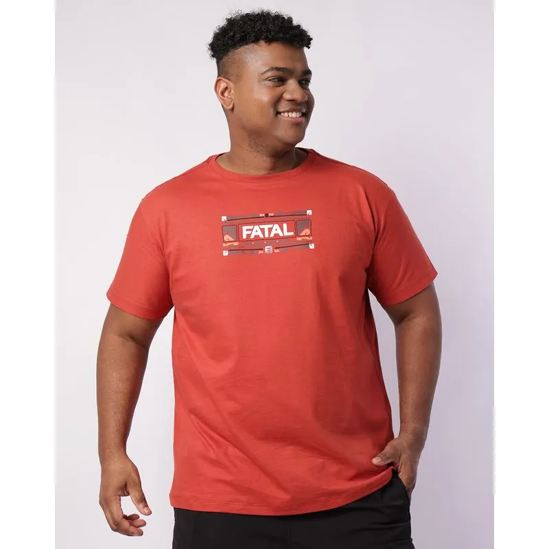 Camiseta Plus Size Masculina Fatal Algodão Manga Curta Vermelha G2