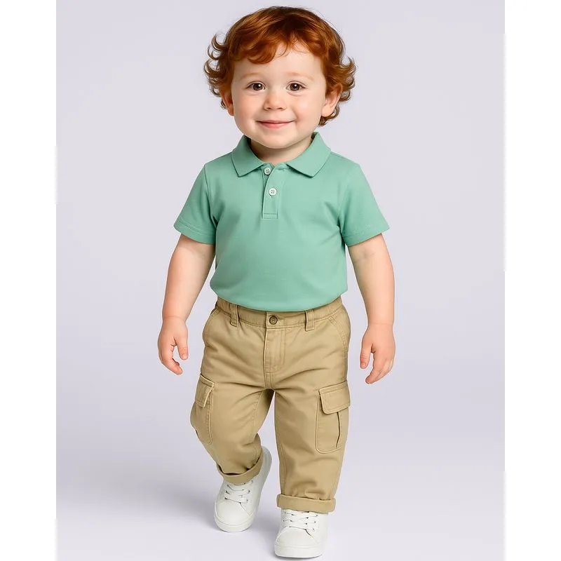 Camisa Polo Bebê Algodão Manga Curta Verde 3