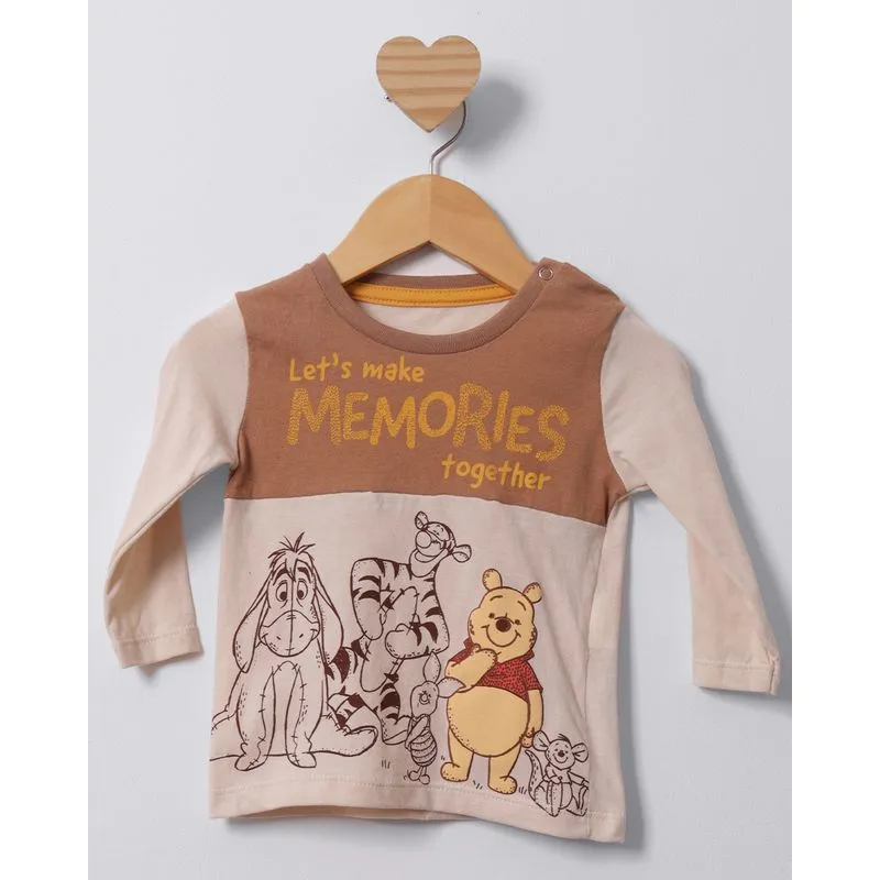 Camiseta Bebê Disney Ursinho Pooh Manga Longa Marrom G