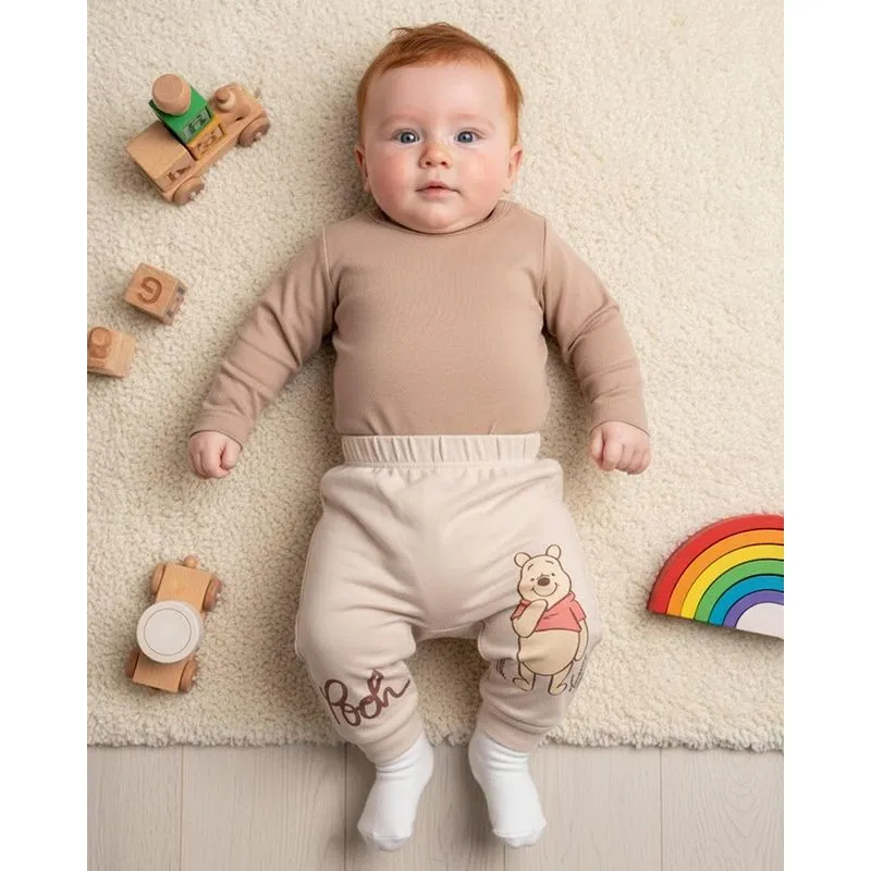 Calça Bebê Moletom Disney Ursinho Poof Bege P