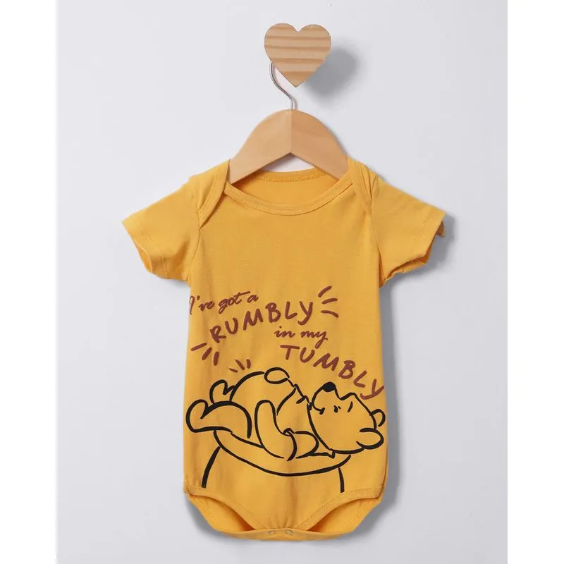 Body Bebê Manga Curta Disney Urisnho Pooh Mostarda M
