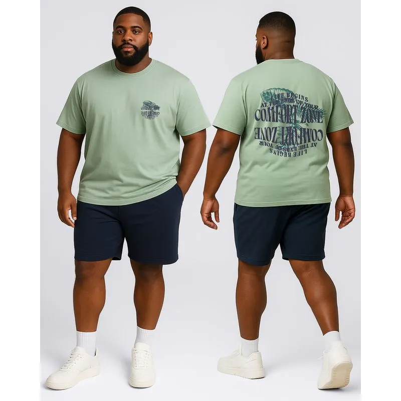 Camiseta Plus Size Masculina com Estampa Manga Curta Verde G3