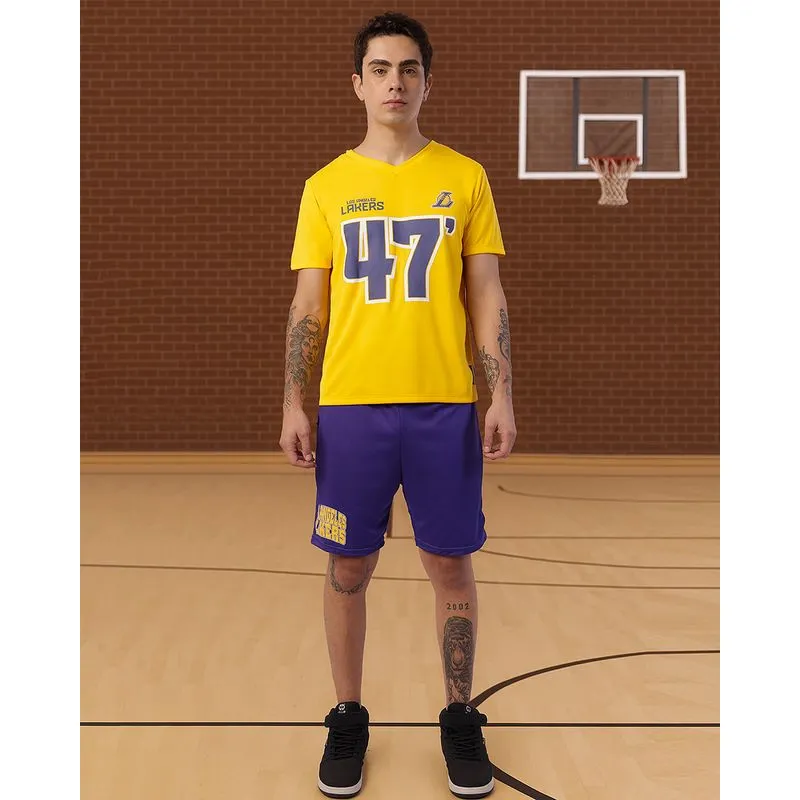 Bermuda Esportiva Masculina Basquete LA Lakers NBA Oficial Roxa GG