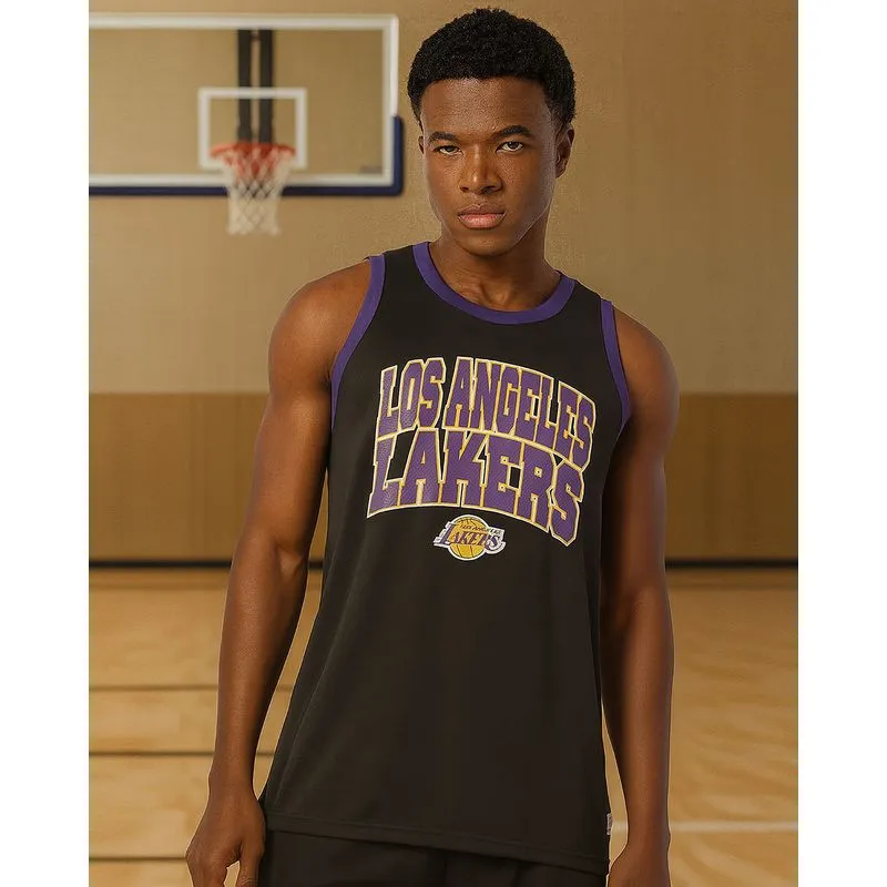 Regata Esportiva Masculina Basquete Lakers NBA Oficial Preta M
