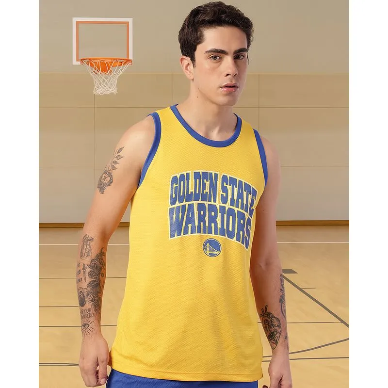 Regata Esportiva Masculina Basquete Warriors NBA Oficial Amarela P