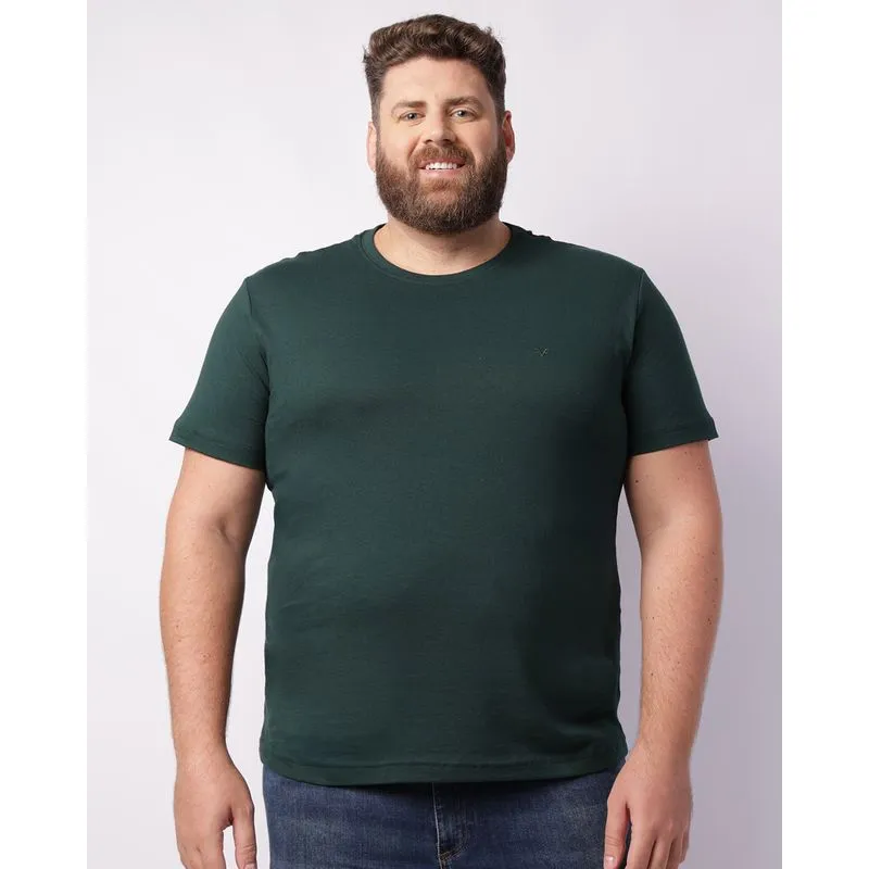 Camiseta Plus Size Masculina Manga Curta Verde G2