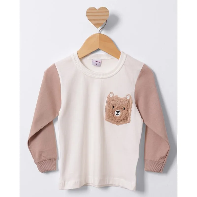 Camiseta Bebê Manga Longa com Bordado Interativo Off White 3