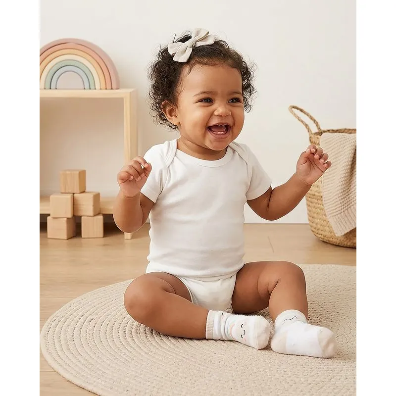 Body Bebê Manga Curta Algodão Liso Off White M