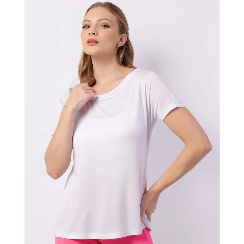 Blusa Fitness Feminina Manga Curta Básica Branca M