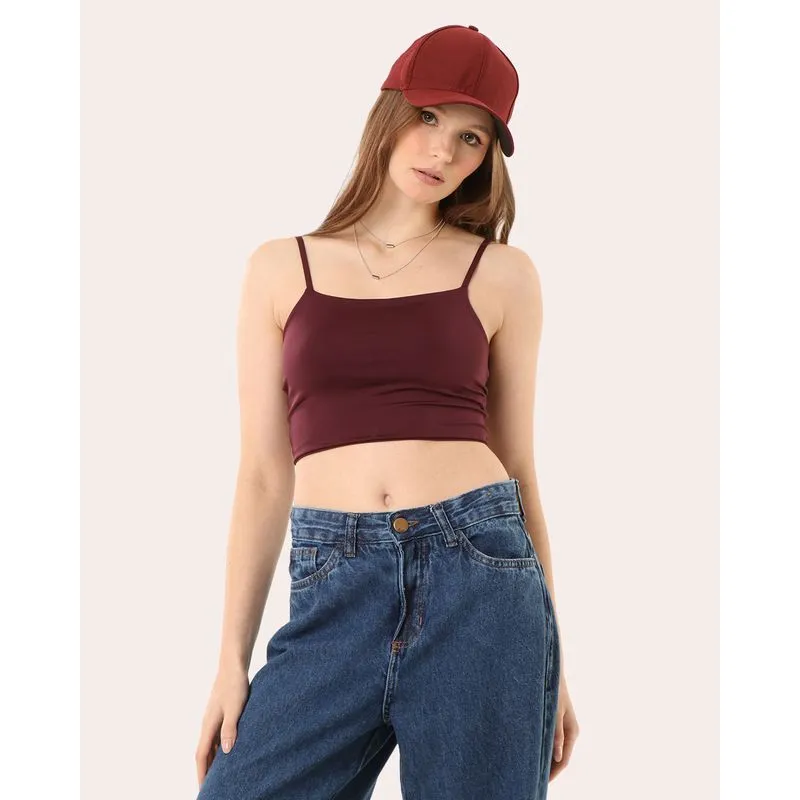 Blusa Feminina Cropped Alcinha Suplex Vinho M
