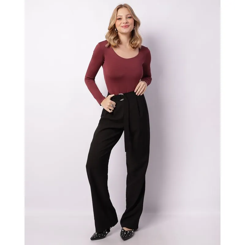 Body Feminino Manga Longa Suplex Vinho P