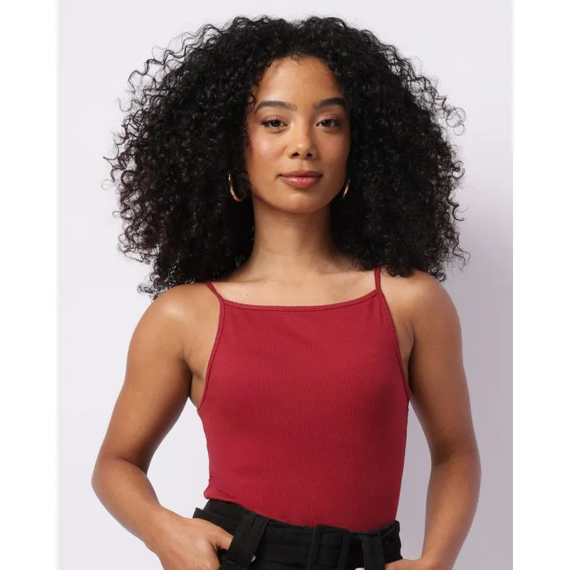 Blusa Feminina Alcinha Canelada Básica Vinho M