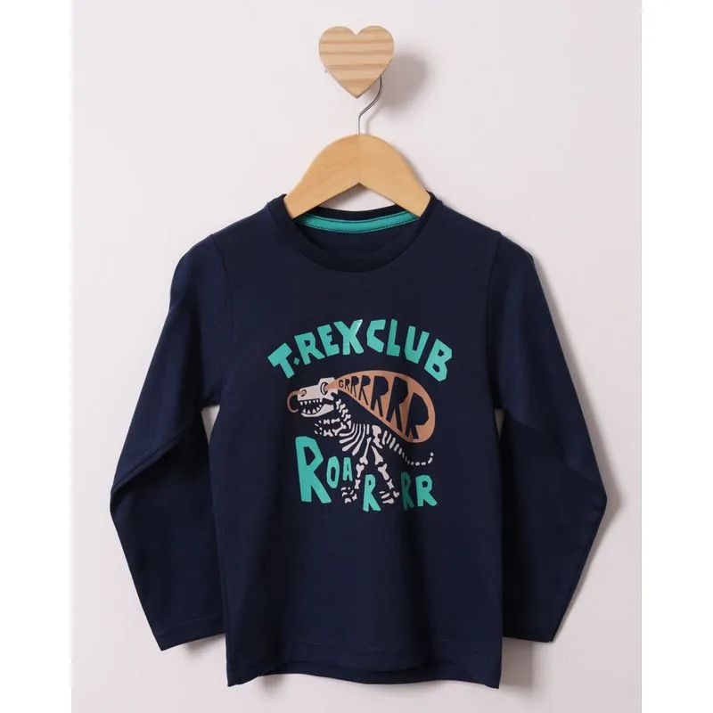 Camiseta Bebê Manga Longa Estampada Marinho 3