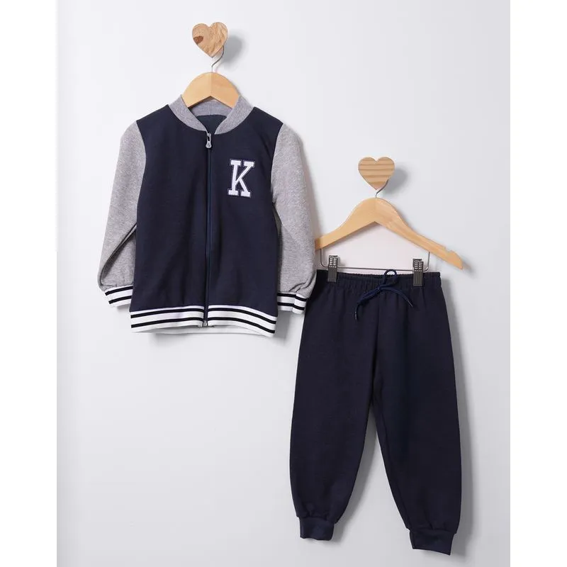 Conjunto Moletom Bebê Estampa College Marinho 2