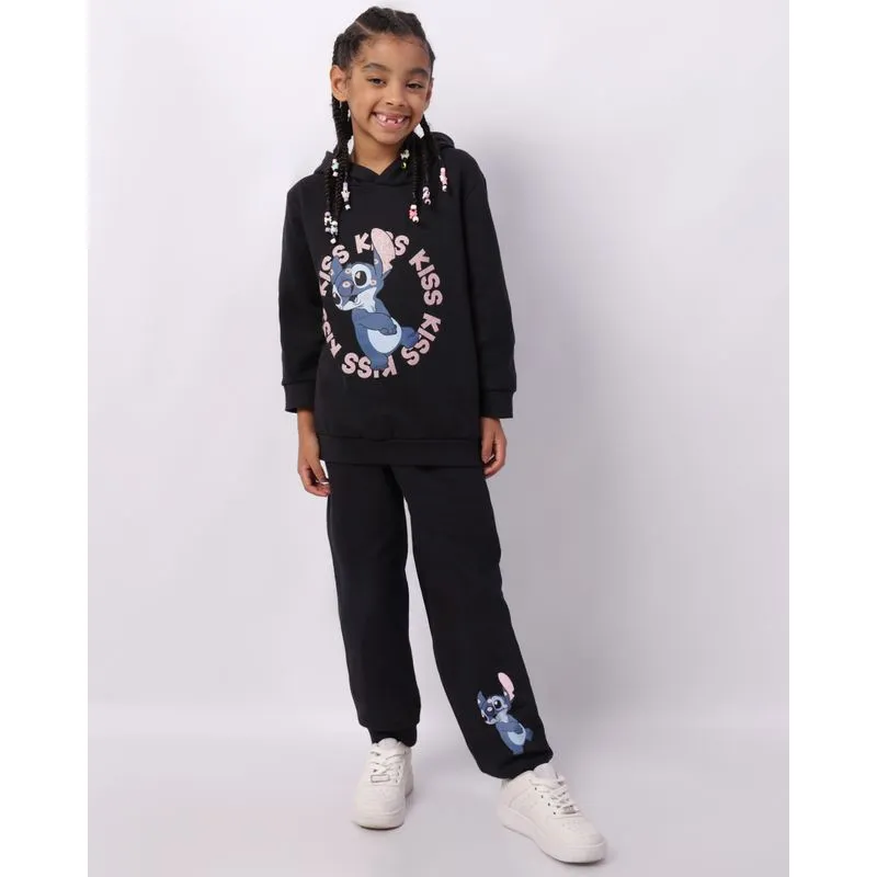Conjunto Moletom Infantil Disney Stitch Com Capuz Preto 8