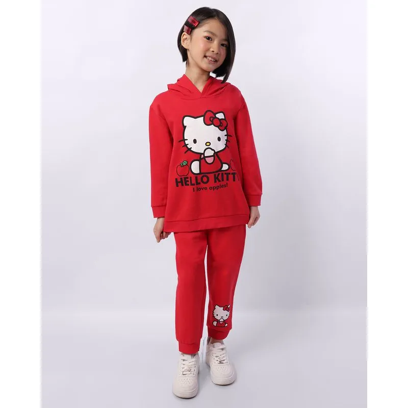 Conjunto Moletom Infantil Hello Kitty Com Capuz Vermelho 6