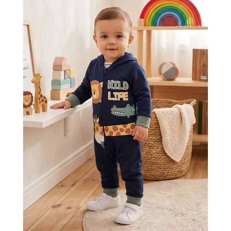 Macacão Bebê com Capuz Animais Marinho M