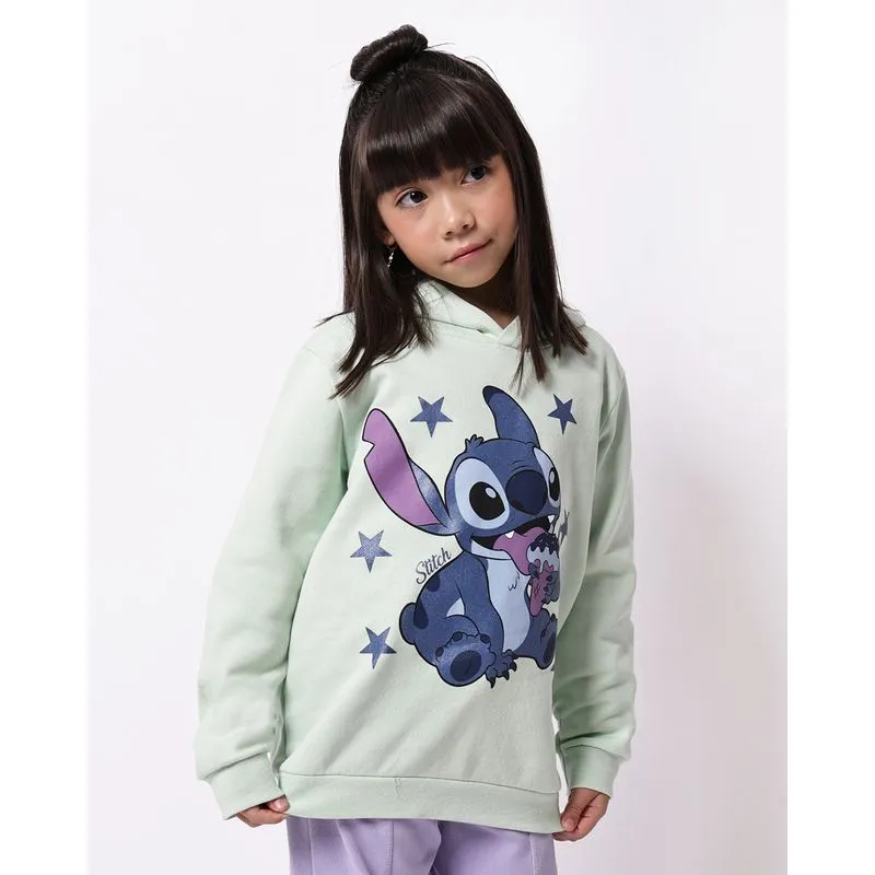 Blusão Moletom Infantil Estampa Stitch com Capuz Verde 10