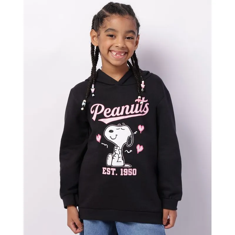 Blusão Moletom Infantil Snoopy com Capuz Preto 6