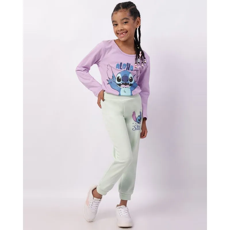 Calça Moletom Infantil Disney Stitch Jogger Verde 10
