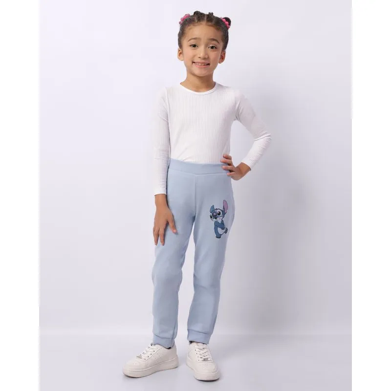 Calça Moletom Infantil Jogger Disney Stitch Com Glitter Azul 6