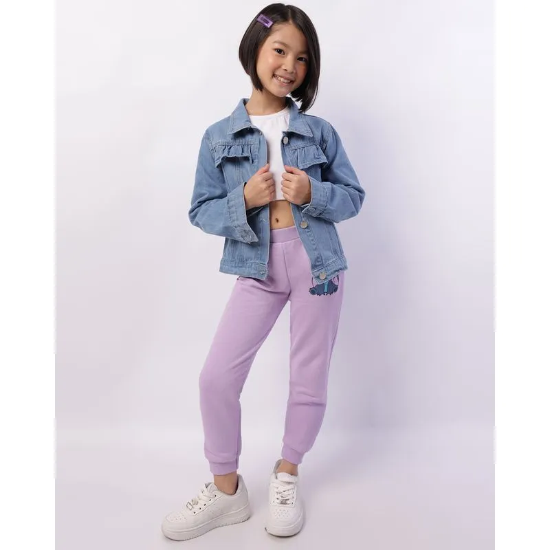 Calça Moletom Infantil Jogger Disney Stitch Lilás 8