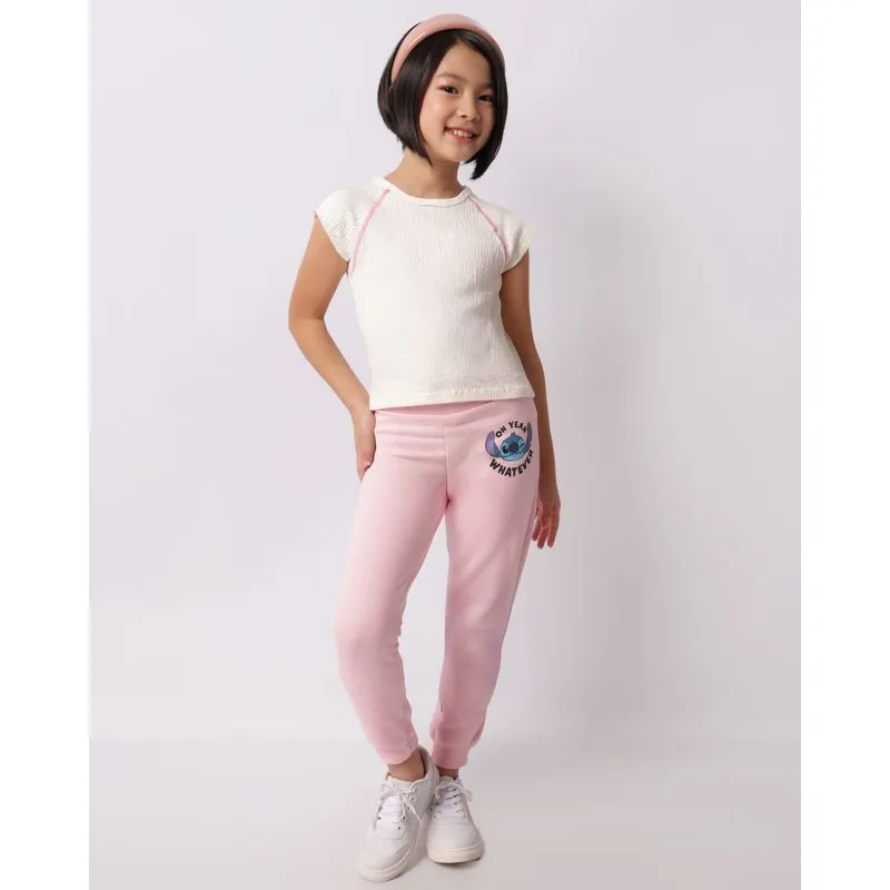 Calça Moletom Infantil Disney Stitch Jogger Rosa 4