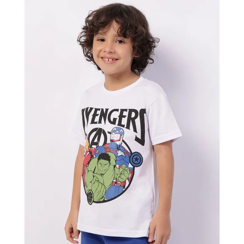 Camiseta Infantil Algodão Os Vingadores Manga Curta Branca 8