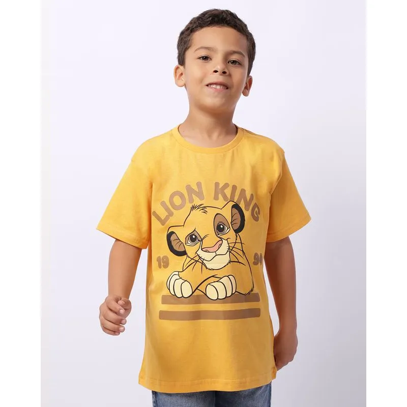 Camiseta Infantil Disney Simba O Rei Leão Mostarda 10