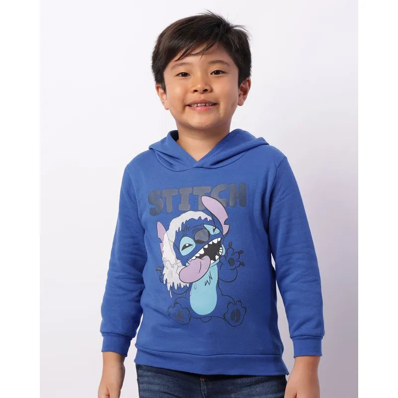 Blusão Moletom Infantil Disney Stitch Com Capuz Azul 4