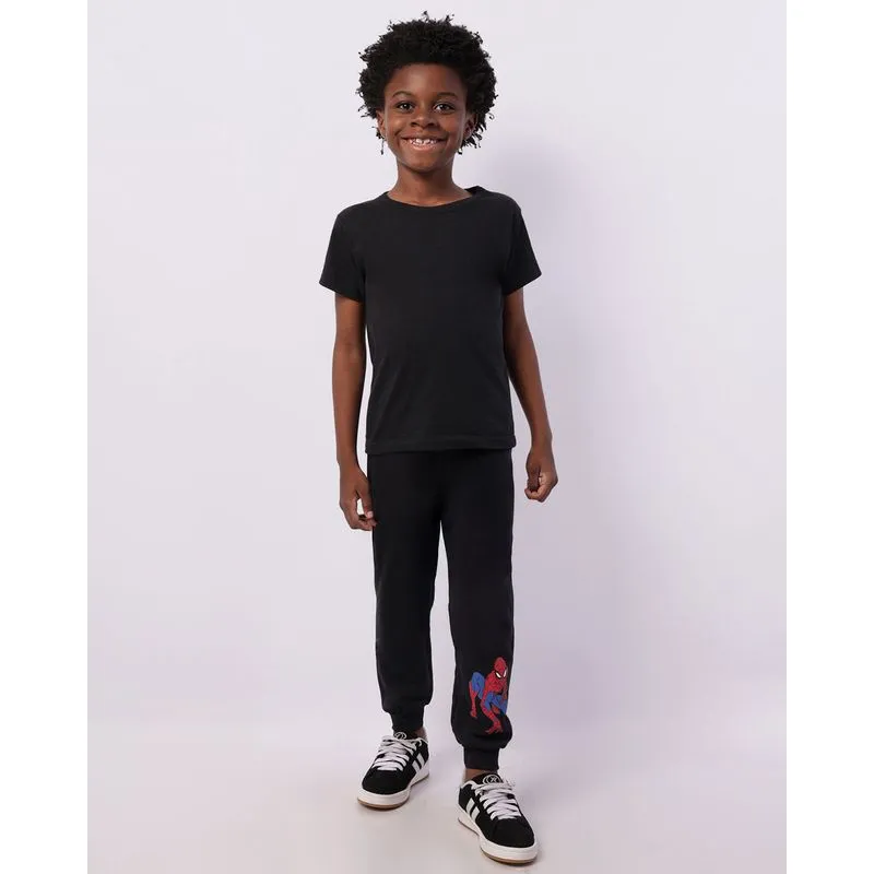 Calça Moletom Infantil Marvel Homem Aranha Jogger Preta 6