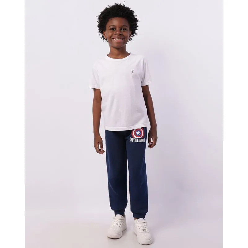 Calça Moletom Infantil Marvel Capitão América Jogger Marinho 12
