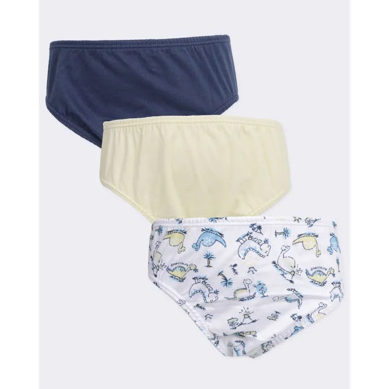 Kit 3 Cuecas Infantil Slip Branca Marinho E Amarela M