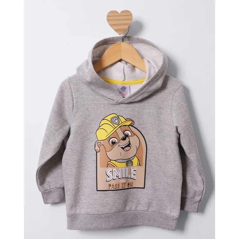 Blusão Moletom Bebê Patrulha Canina Rubble Com Capuz Cinza 1