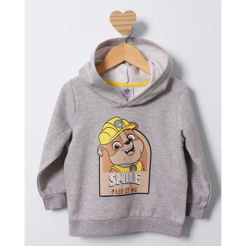 Blusão Moletom Bebê Patrulha Canina Rubble Com Capuz Cinza 3