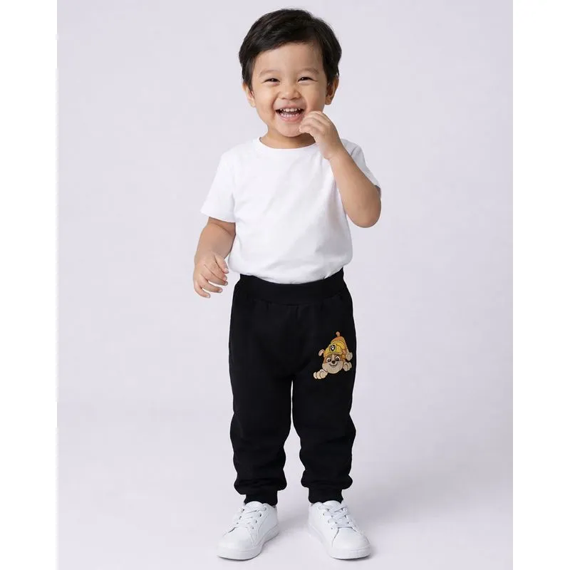 Calça Moletom Bebê Algodão Patrulha Canina Rubble Preta 2