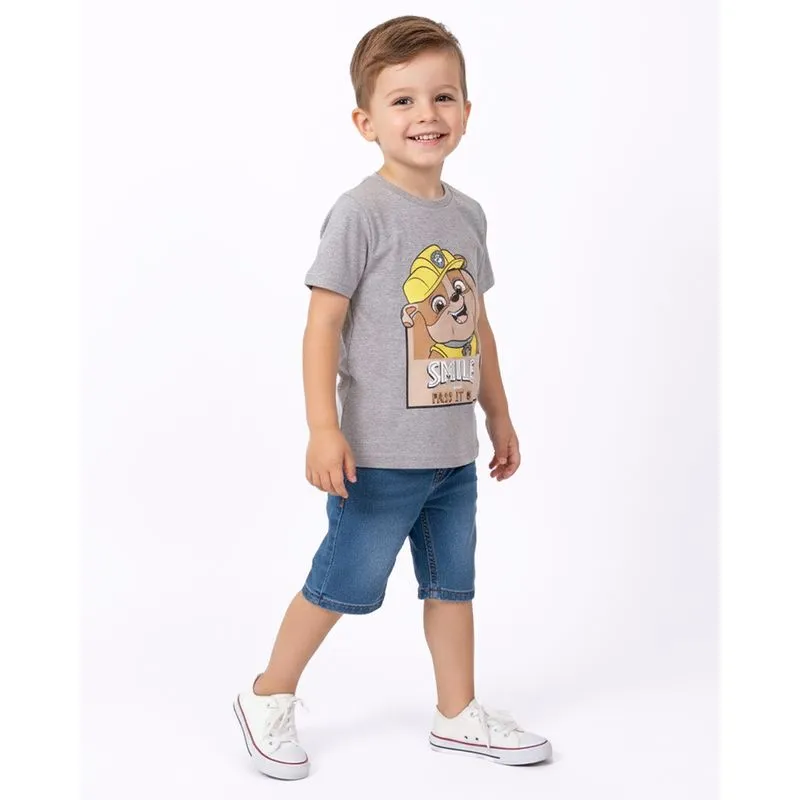 Camiseta Bebê Patrulha Canina Rubble Cinza 2